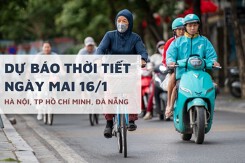 Dự báo thời tiết ngày mai 16/1, Hà Nội khả năng mưa phùn, TP HCM ngày nắng và Đà Nẵng mưa rải rác