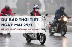 Dự báo thời tiết ngày mai 29/1, Hà Nội tăng nhiệt, TP HCM ít mây, Đà Nẵng mưa tiếp diễn