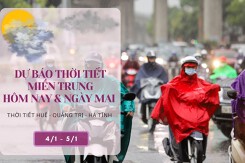 Dự báo thời tiết miền Trung hôm nay (4/1) và ngày mai (5/1) Huế, Hà Tĩnh, Quảng Trị có mưa rào rải rác, trời lạnh