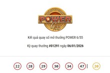 Kết quả xổ số Vietlott Power 6/55 ngày 06/01/2026: Cả hai giải Jackpot đều không có chủ nhân trúng thưởng