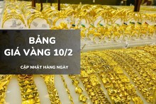 Bảng giá vàng hôm nay 10/2: Vàng SJC, nhẫn trơn giảm tới 700.000 đồng/lượng, nữ trang biến động trái chiều