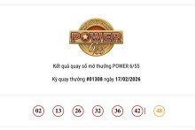 Kết quả xổ số Vietlott Power 6/55 ngày 17/02/2026: Cả jackpot 1 và jackpot 2 đều chưa tìm được chủ nhân