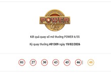 Kết quả xổ số Vietlott Power 6/55 ngày 19/02/2026: Hai giải jackpot tiếp tục “vô chủ”