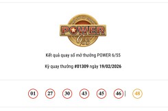 Kết quả xổ số Vietlott Power 6/55 ngày 19/02/2026: Hai giải jackpot tiếp tục “vô chủ”