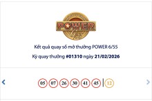 Kết quả xổ số Vietlott Power 6/55 ngày 21/02/2026: Jackpot 1 trị giá 72,4 tỷ đồng chưa tìm thấy chủ nhân