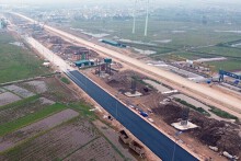 Hình ảnh đoạn cao tốc Vành đai 4 trên cao đầu tiên đang xây dựng
