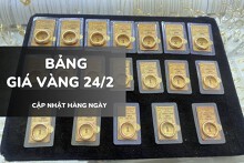 Bảng giá vàng hôm nay 24/2: Vàng SJC ổn định, nhẫn trơn và nữ trang tăng thêm 100.000 - 500.000 đồng/lượng