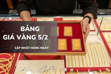 Bảng giá vàng hôm nay 5/2: Vàng SJC, nhẫn trơn và nữ trang đảo chiều giảm tới 5,5 triệu đồng/lượng