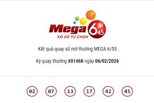 Kết quả xổ số Vietlott Mega 6/45 ngày 06/02/2026 Jackpot hơn 15,2 tỷ đồng vô chủ