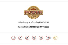 Kết quả xổ số Vietlott Power 6/55 ngày 17/03/2026: Jackpot 2 hơn 11 tỷ đồng đã có người trúng