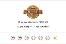 Kết quả xổ số Vietlott Power 6/55 ngày 19/03/2026: Chưa có người trúng cả hai Jackpot