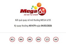 Kết quả xổ số Vietlott Mega 6/45 ngày 04/03/2026 Jackpot hơn 15,2 tỷ đồng vô chủ