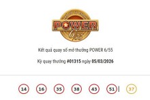 Kết quả xổ số Vietlott Power 6/55 ngày 05/03/2026 Jackpot 1 hơn 114,6 tỷ đồng đã tìm thấy chủ nhân may mắn