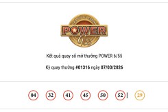 Kết quả xổ số Vietlott Power 6/55 hôm nay 07/03/2026 hai giải Jackpot vẫn chưa có người sở hữu