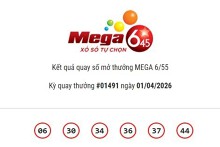 Kết quả xổ số Vietlott Mega 6/45 ngày 01/04/2026 Jackpot hơn 55 tỷ đồng vô chủ