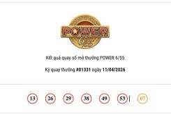 Kết quả xổ số Vietlott Power 6/55 hôm nay 11/04/2026 chưa tìm ra chủ nhân cho cả hai giải jackpot