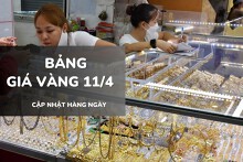 Bảng giá vàng hôm nay 11/4: Vàng SJC, nhẫn trơn, nữ trang quay đầu giảm tới 500.000 đồng/lượng