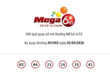 Kết quả xổ số Vietlott Mega 6/45 ngày 03/04/2026 Jackpot hơn 60,5 tỷ đồng vô chủ