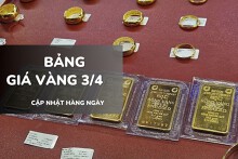 Bảng giá vàng hôm nay 3/4: Vàng SJC, nhẫn trơn và nữ trang tăng mạnh tới 2,5 triệu đồng sau phiên lao dốc