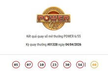Kết quả xổ số Vietlott Power 6/55 ngày 04/04/2026 cả hai giải Jackpot đều không có chủ nhân trúng thưởng
