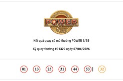Kết quả xổ số Vietlott Power 6/55 hôm nay  07/04/2026 không có chủ nhân cho cả hai giải Jackpot