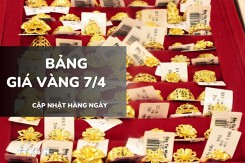 Bảng giá vàng hôm nay 7/4: Vàng SJC, nhẫn trơn tiếp tục lao dốc, nữ trang 24K giảm tới 2,6 triệu đồng/lượng