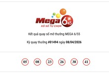Kết quả xổ số Vietlott Mega 6/45 hôm nay 08/04/2026 Jackpot hơn 72,7 tỷ đồng tiếp tục lỡ hẹn