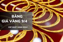 Bảng giá vàng hôm nay 9/4: Vàng SJC, nhẫn trơn và nữ trang cùng giảm mạnh