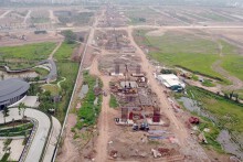 Cận cảnh đoạn Vành đai 3,5 trên cao đang xây ở Hưng Yên