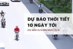 Dự báo thời tiết 10 ngày tới (21/5 đến 31/5) Hà Nội và Đà Nẵng bước vào đợt nắng nóng diện rộng, TP HCM tăng mưa chiều tối