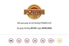 Kết quả xổ số Vietlott Power 6/55 ngày 28/05/2026 cả hai giải Jackpot đều không có chủ nhân trúng thưởng