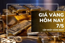 Giá vàng hôm nay 7/5: Vàng SJC, nhẫn trơn tăng vọt hơn 1 triệu đồng/lượng