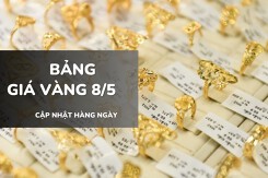 Bảng giá vàng hôm nay 8/5: Vàng SJC, nhẫn trơn và nữ trang đi ngang ở vùng giá cao