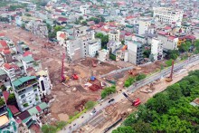 Công trường cầu Tứ Liên sau hơn một năm khởi công