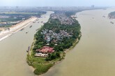 Hiện trạng bãi sông Ngọc Thụy và làng Bắc Cầu dự kiến xây cụm công viên trong Trục đại lộ cảnh quan sông Hồng