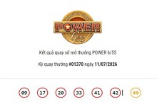 Kết quả xổ số Vietlott Power 6/55 ngày 11/07/2026 Jackpot 1 và jackpot 2 đã tìm thấy chủ nhân đạt giải