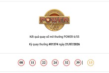 Kết quả xổ số Vietlott Power 6/55 hôm nay 21/07/2026 hai giải Jackpot tiếp tục lỡ hẹn người trúng