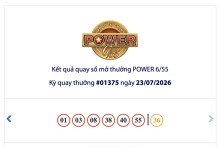 Kết quả xổ số Vietlott Power 6/55 hôm nay 23/7/2026 Jackpot 1 vượt 43 tỷ đồng, một người trúng gần 3,9 tỷ