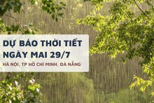 Dự báo thời tiết ngày mai 29/7, Hà Nội mưa rào, TP HCM mưa dông, Đà Nẵng nắng nóng nhiều mây