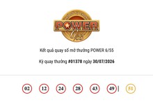 Kết quả xổ số Vietlott Power 6/55 ngày 30/07/2026 cả hai giải Jackpot đều vắng chủ