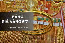 Bảng giá vàng hôm nay 6/7: Vàng SJC, vàng nhẫn đồng loạt neo cao