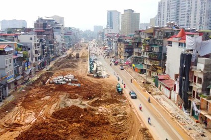 Hình ảnh Vành đai 1 đoạn Hoàng Cầu - Voi Phục sắp thông xe toàn tuyến