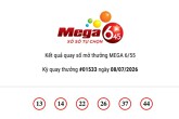 Kết quả xổ số Vietlott Mega 6/45 ngày 08/07/2026 Jackpot hơn 13,5 tỷ đồng vắng chủ