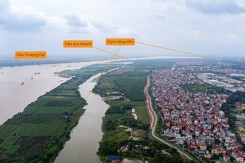 Toàn cảnh bãi sông Tráng Việt quy hoạch xây cụm công viên trong Trục đại lộ cảnh quan sông Hồng