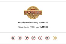 Kết quả Vietlott Power 6/55 ngày 13/08/2026 Jackpot 1 và jackpot 2 đã tìm thấy chủ nhân đạt giải