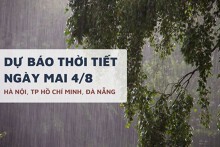 Dự báo thời tiết ngày mai 4/8, Hà Nội, Đà Nẵng và  TP HCM có mưa rải rác, nắng gián đoạn