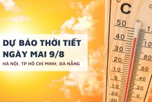 Dự báo thời tiết ngày mai 9/8 Hà Nội nắng nóng gay gắt 37 độ, TP HCM mưa dông, Đà Nẵng tăng nhiệt mạnh