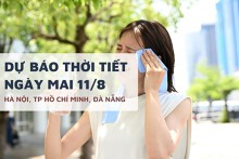 Dự báo thời tiết ngày mai 11/8 Hà Nội nắng gắt 37 độ, TP HCM chiều tối có mưa, Đà Nẵng chưa hết oi nóng