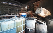 Kho chứa dầu thải của công ty gốm sứ Thanh Hà
