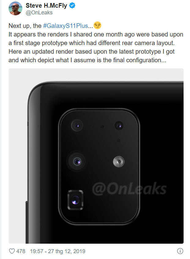 Rò rỉ hình ảnh cụm camera đằng sau Samsung Galaxy S11+ với ống kính tiềm vọng - Ảnh 1.